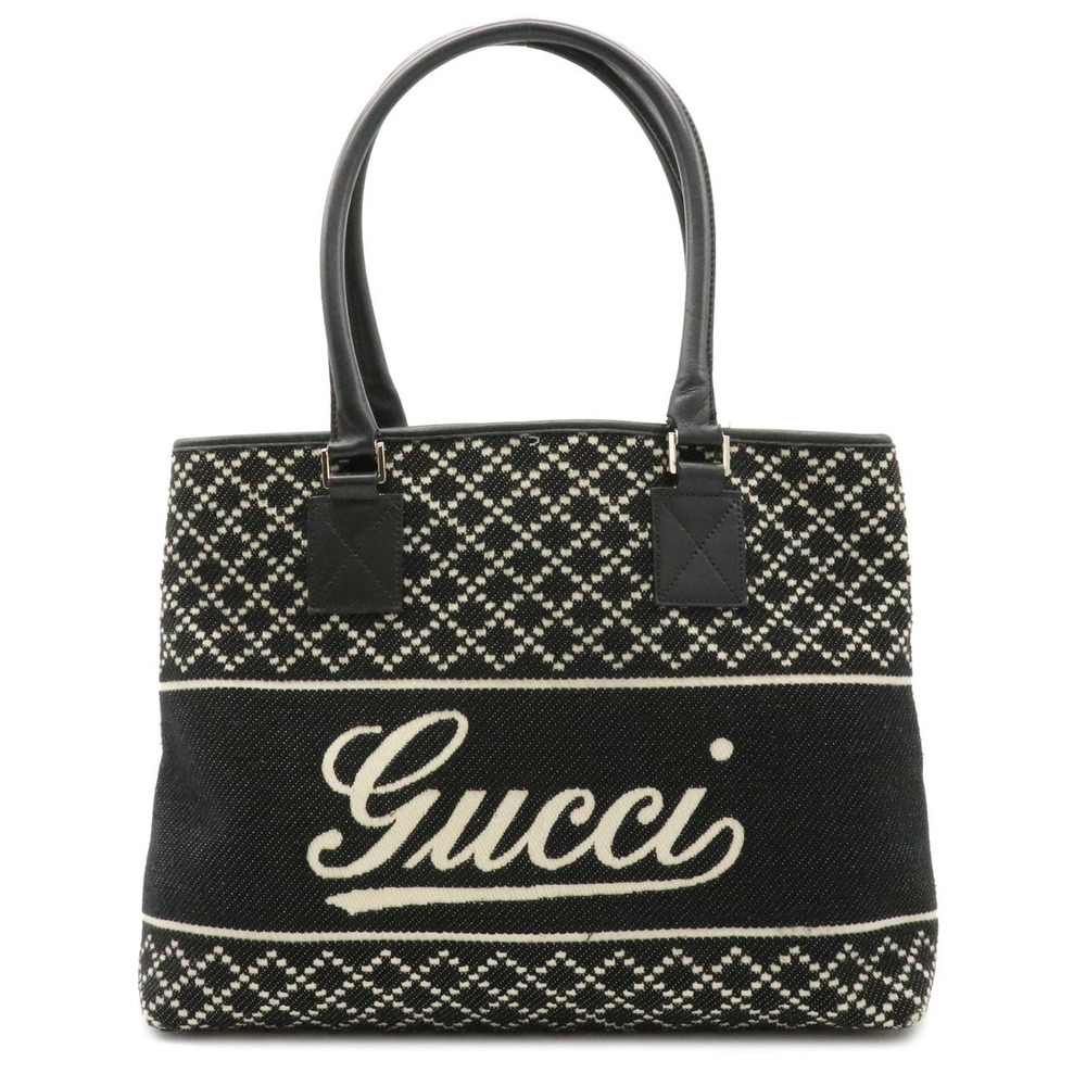 Gucci Diamante Tote Bag Shoulder Wool Leather Black
